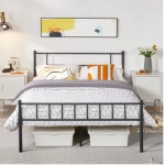 Metal Full Bed with Headboard and Footboard, Black Queen Bed Frame Furniture Bedroom