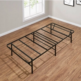 14" High Profile Foldable Steel Twin Platform Bed Frame, Black Folding Beds